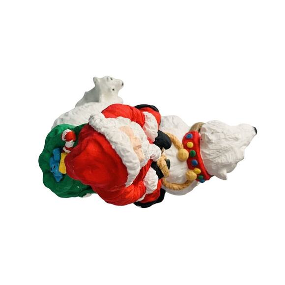 Santa Claus Riding Polar Bear Christmas Figurine Resin 7.5” Decorative Table Top - Picture 8 of 14